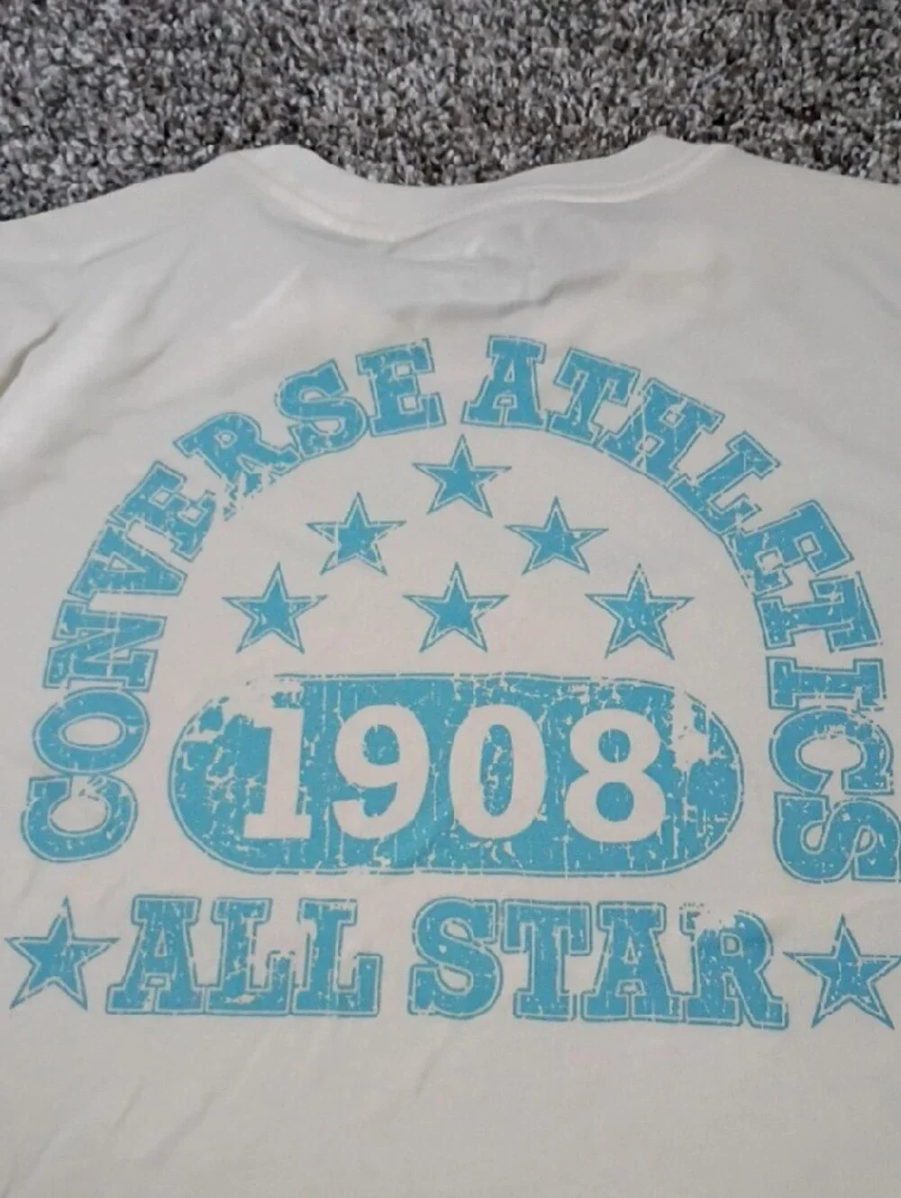 Converse Cream Short-Sleeve Tee with Light Blue Logo